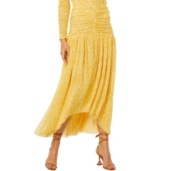 Misa Yellow Cheetah Strapless MIDI Skirt Small - Picture 1 of 14